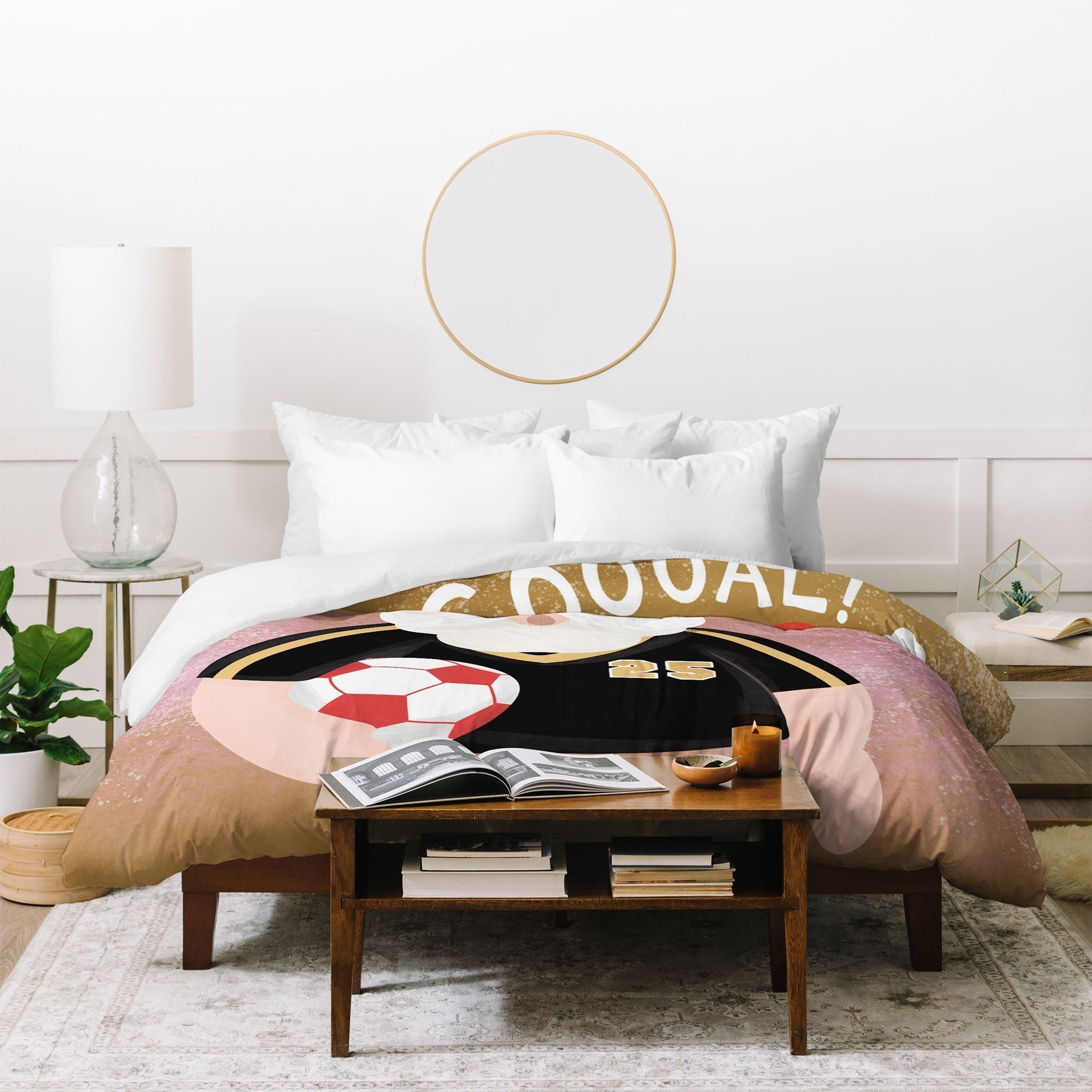 Design by Spark Sporty Soccer Santa Duvet Cover