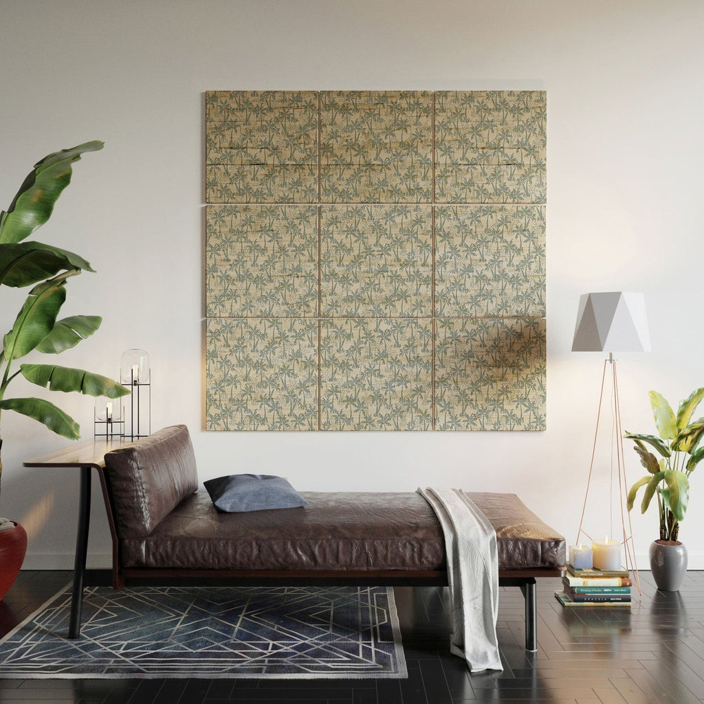 CoastL Studio Palm Forest Coastal Blue Wood Wall Mural