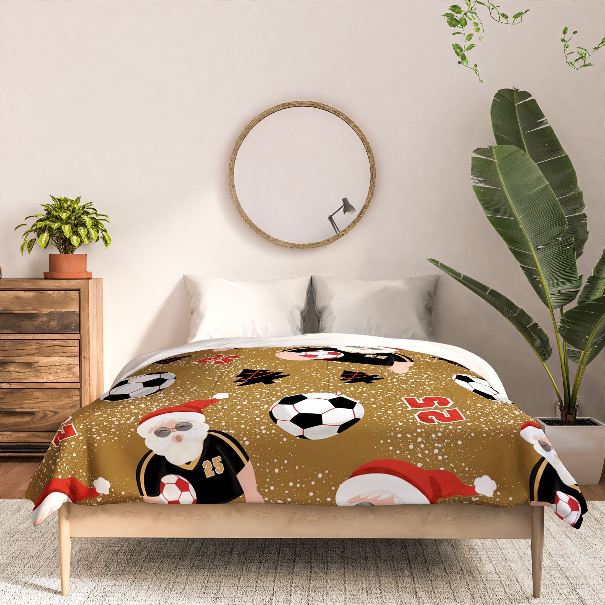 Design by Spark Sporty Soccer Santa Holiday Comforter