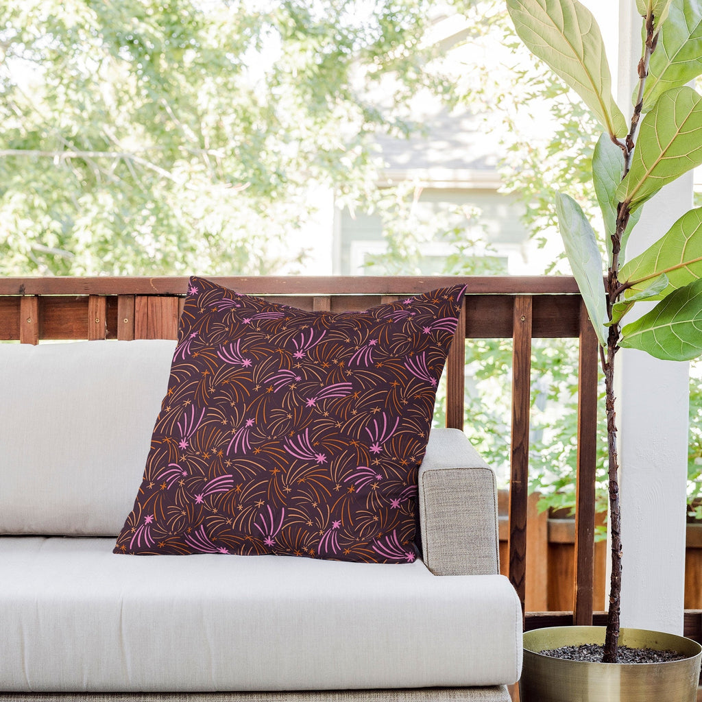 Little Om Pattern Shooting Stars plum Outdoor Throw Pillow