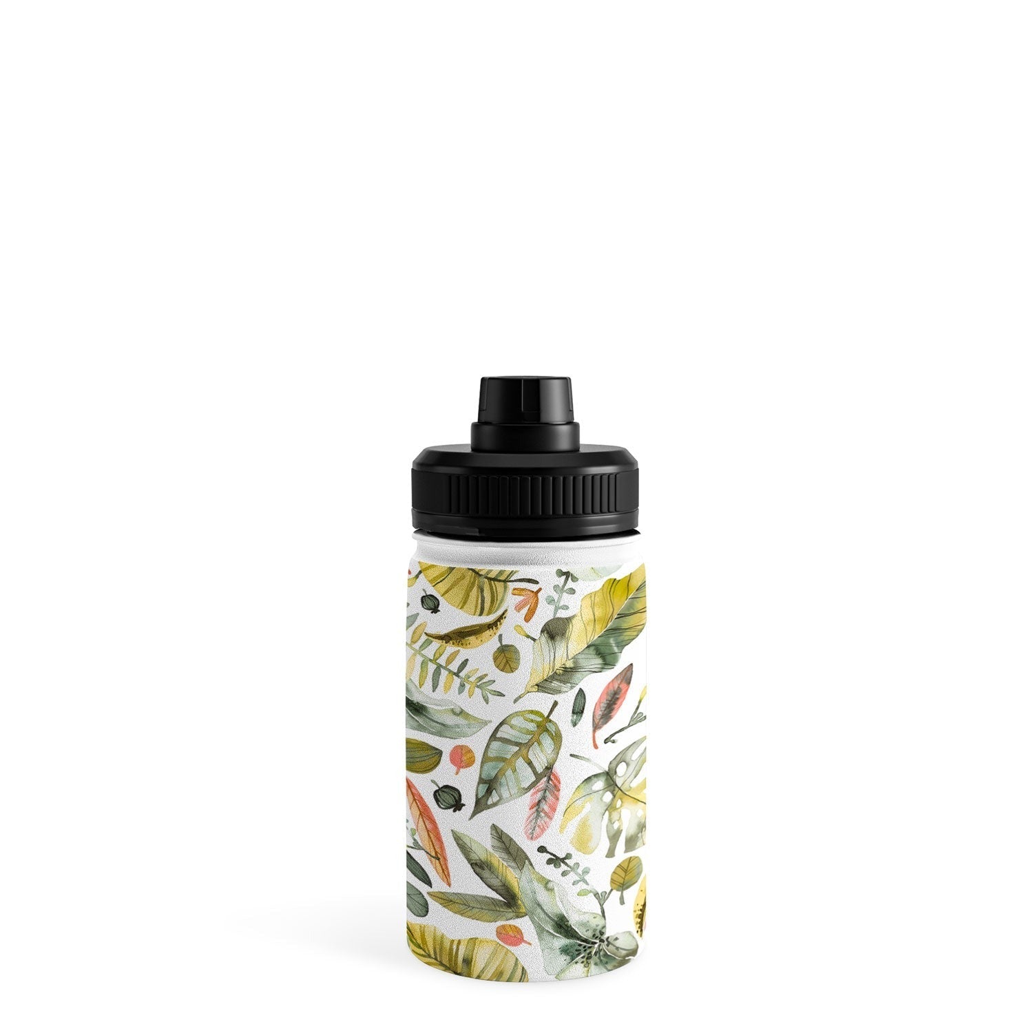 Ninola Design Botanic Retreat Tropical Jungle Leaves Botanical Green Orange Water Bottle