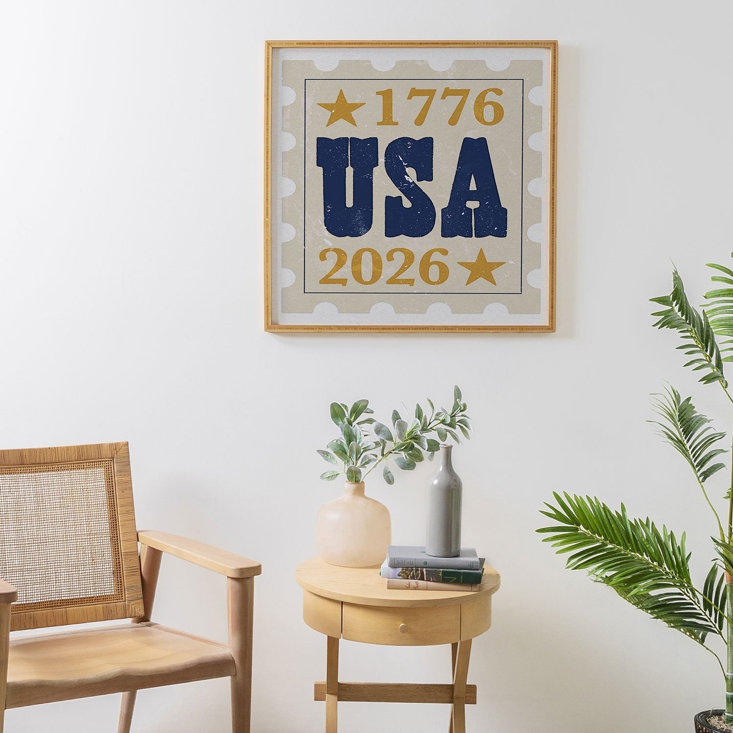 DENY Designs USA Stamp Framed Wall Art
