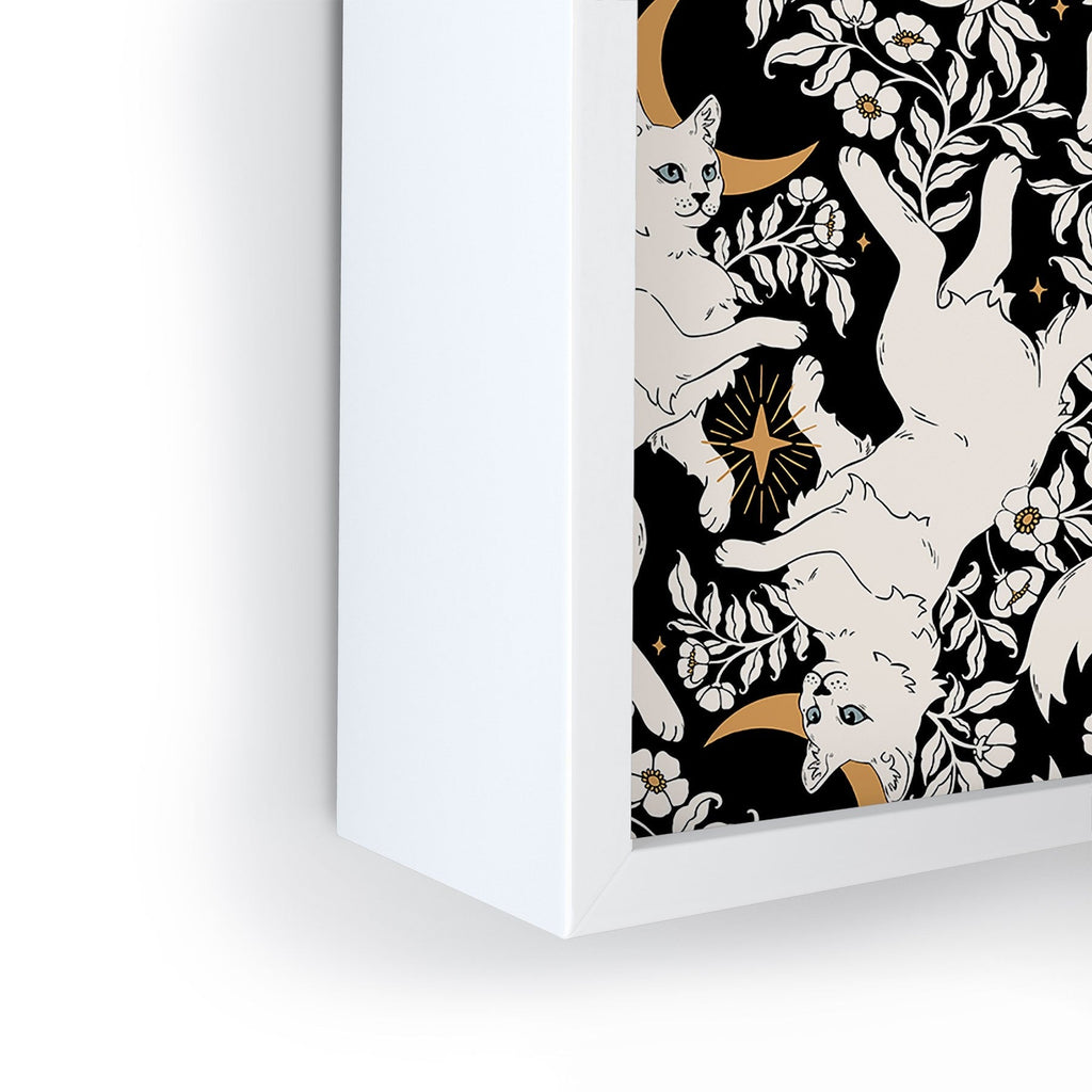 Avenie Celestial Cats Gold Framed Mini Art Print