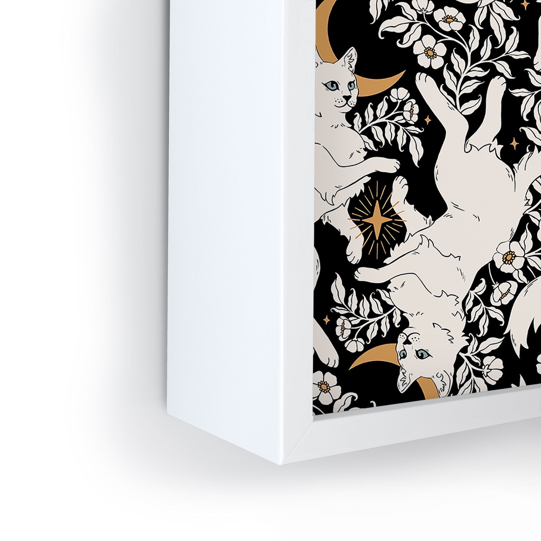 Avenie Celestial Cats Gold Framed Mini Art Print
