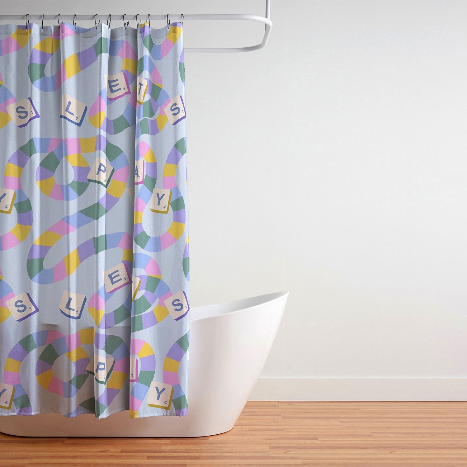 Design by Spark Scrabble Board Game Night Shower Curtain