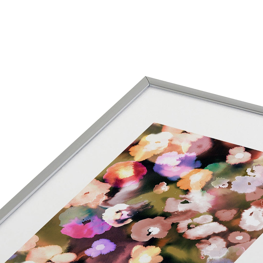 Ninola Design Botanic Retreat Ombre Abstract Watercolor Flowers Pink gold Metal Framed Art Print