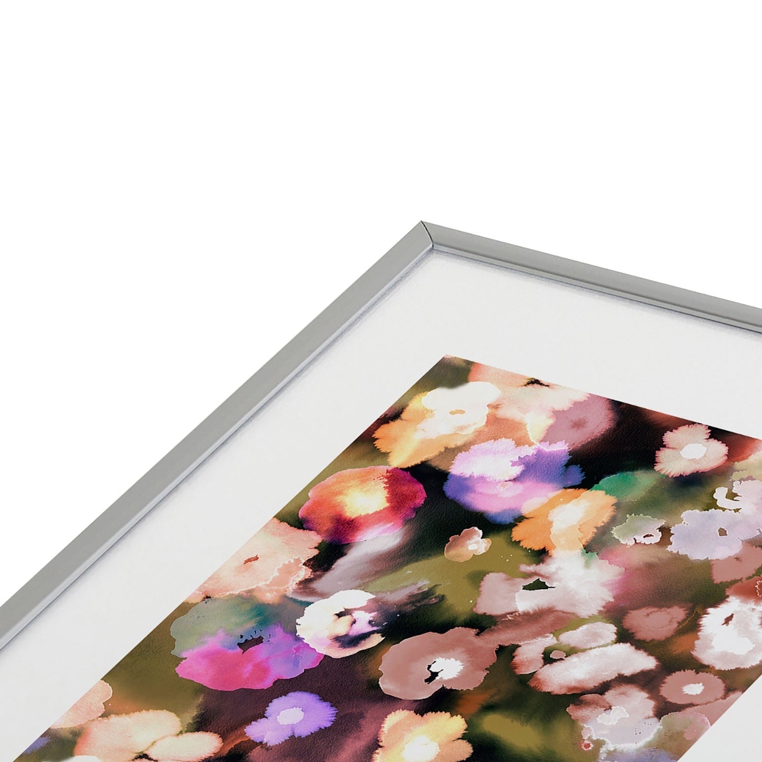 Ninola Design Botanic Retreat Ombre Abstract Watercolor Flowers Pink gold Metal Framed Art Print