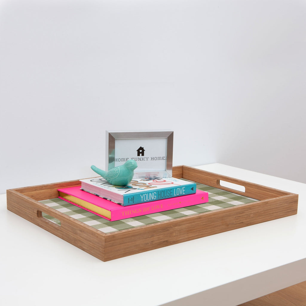 Menina Lisboa Rustic Green Plaid Rectangular Tray