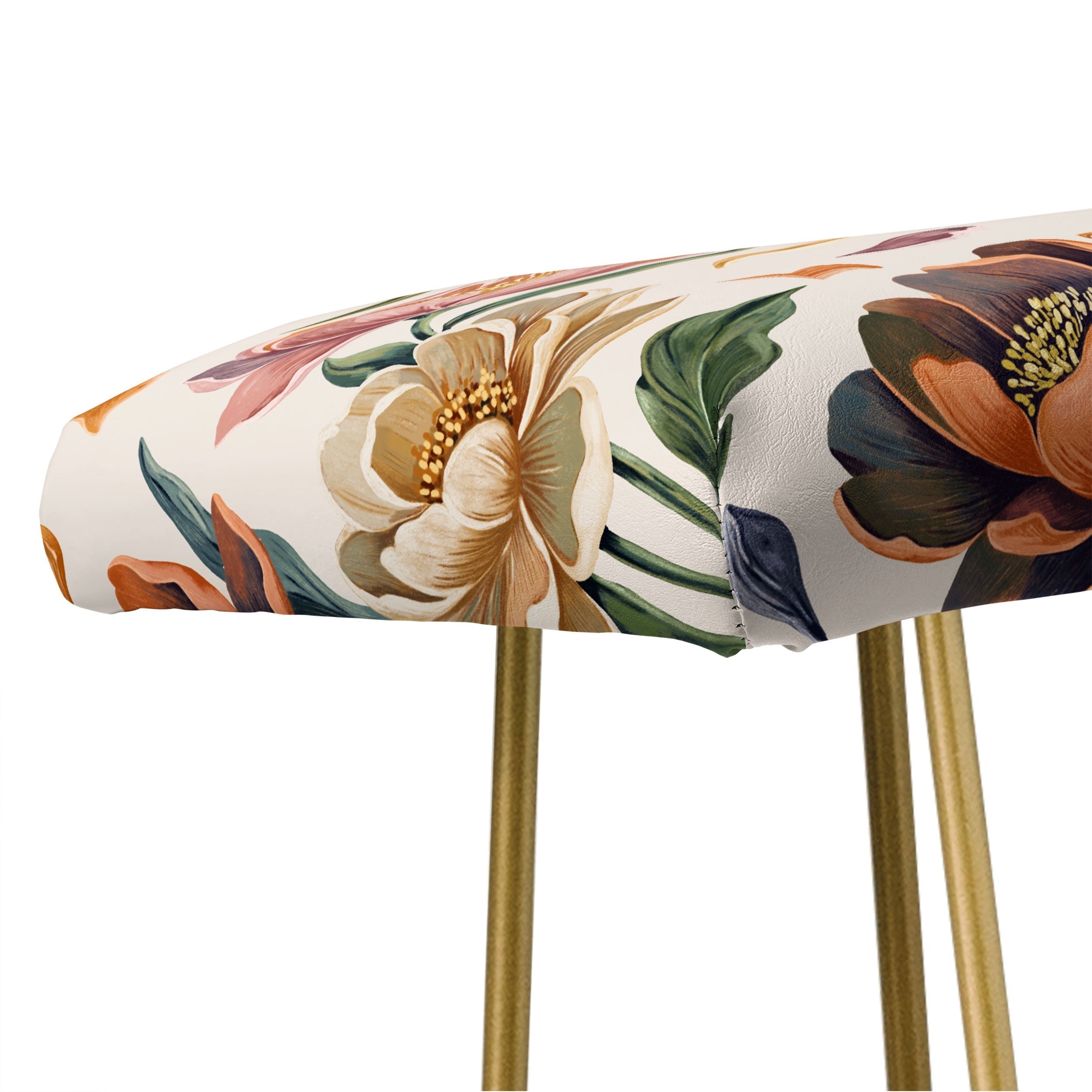 Marta Barragan Camarasa Hand Painted Peony Florals Bench
