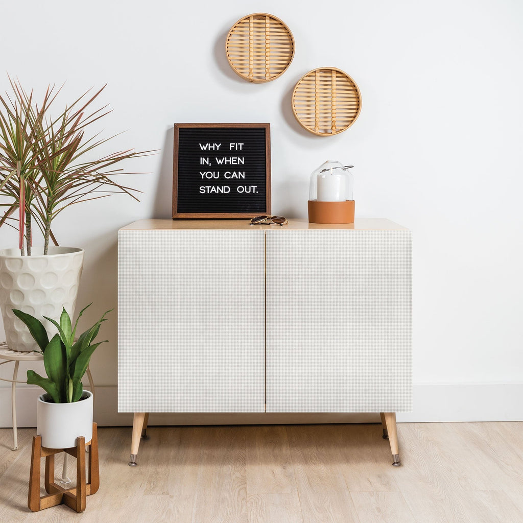 Colour Poems Gingham Plaid Pattern Cloud White Credenza
