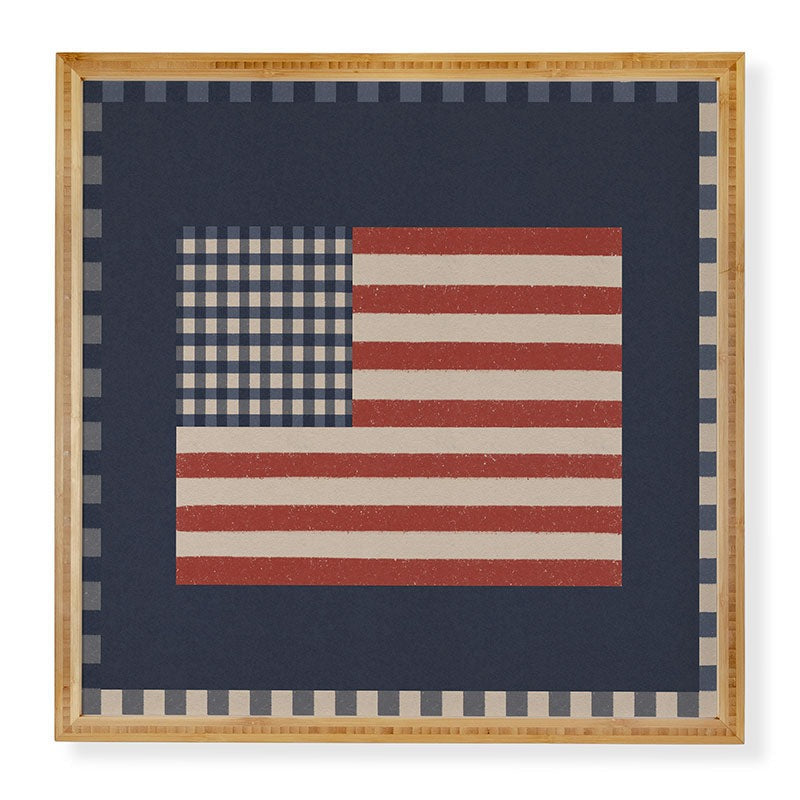DENY Designs Gingham Flag Framed Wall Art