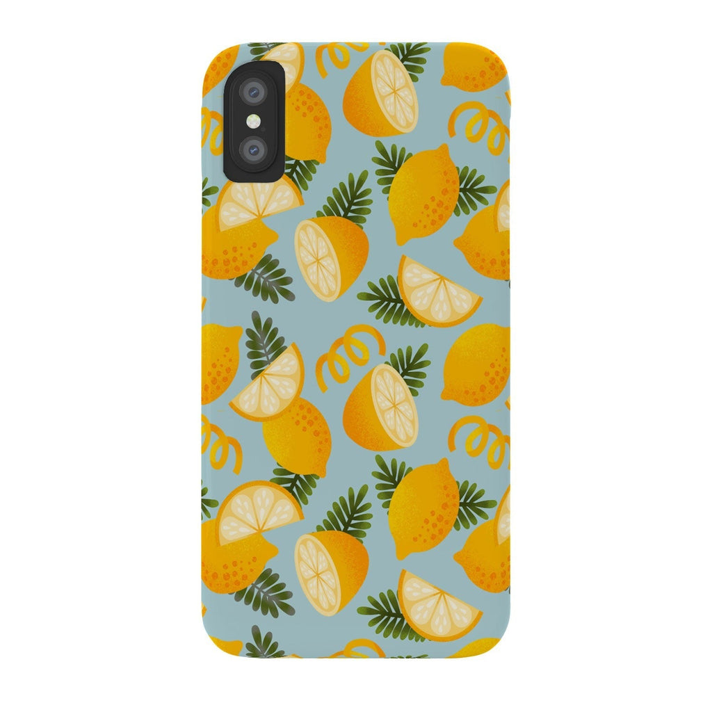 Jessica Molina Lemon Pattern on Sky Blue Phone Case