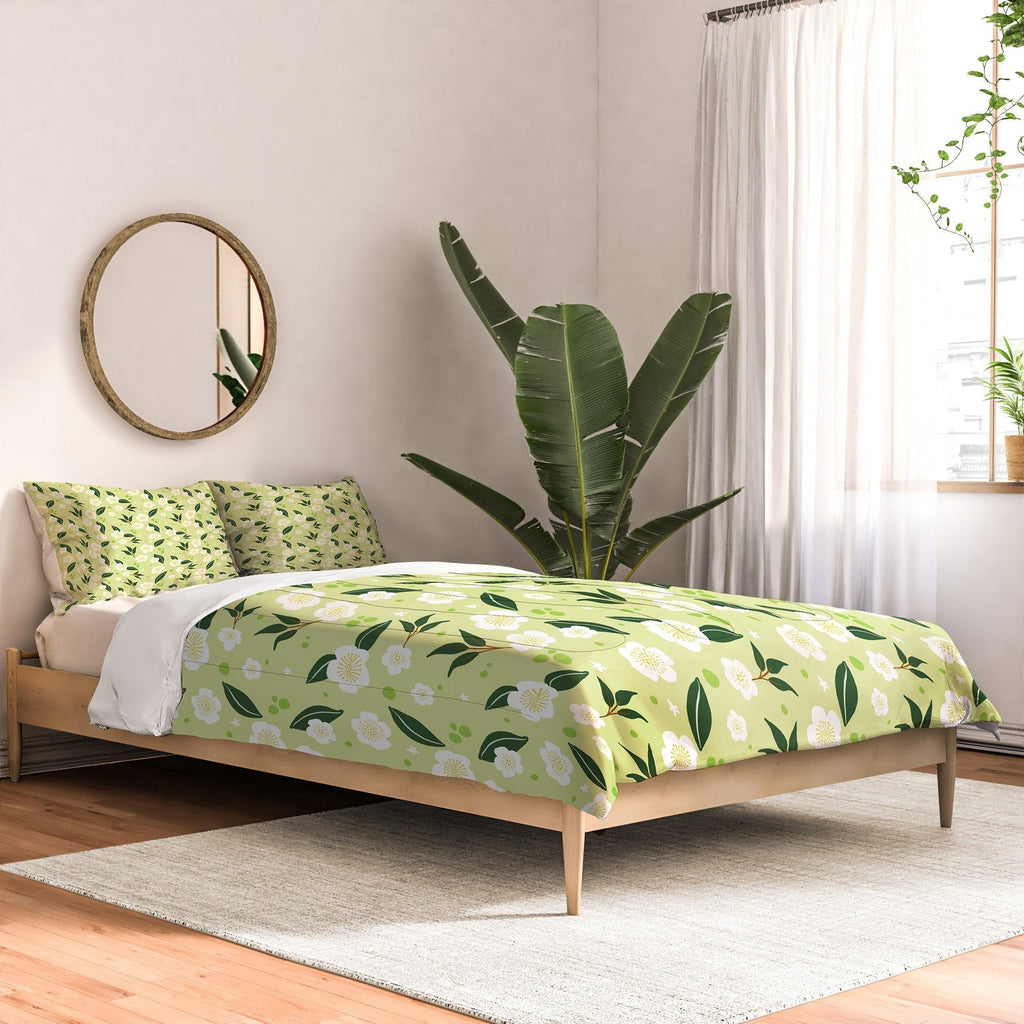 Design by Spark Matcha Tea Florals Comforter