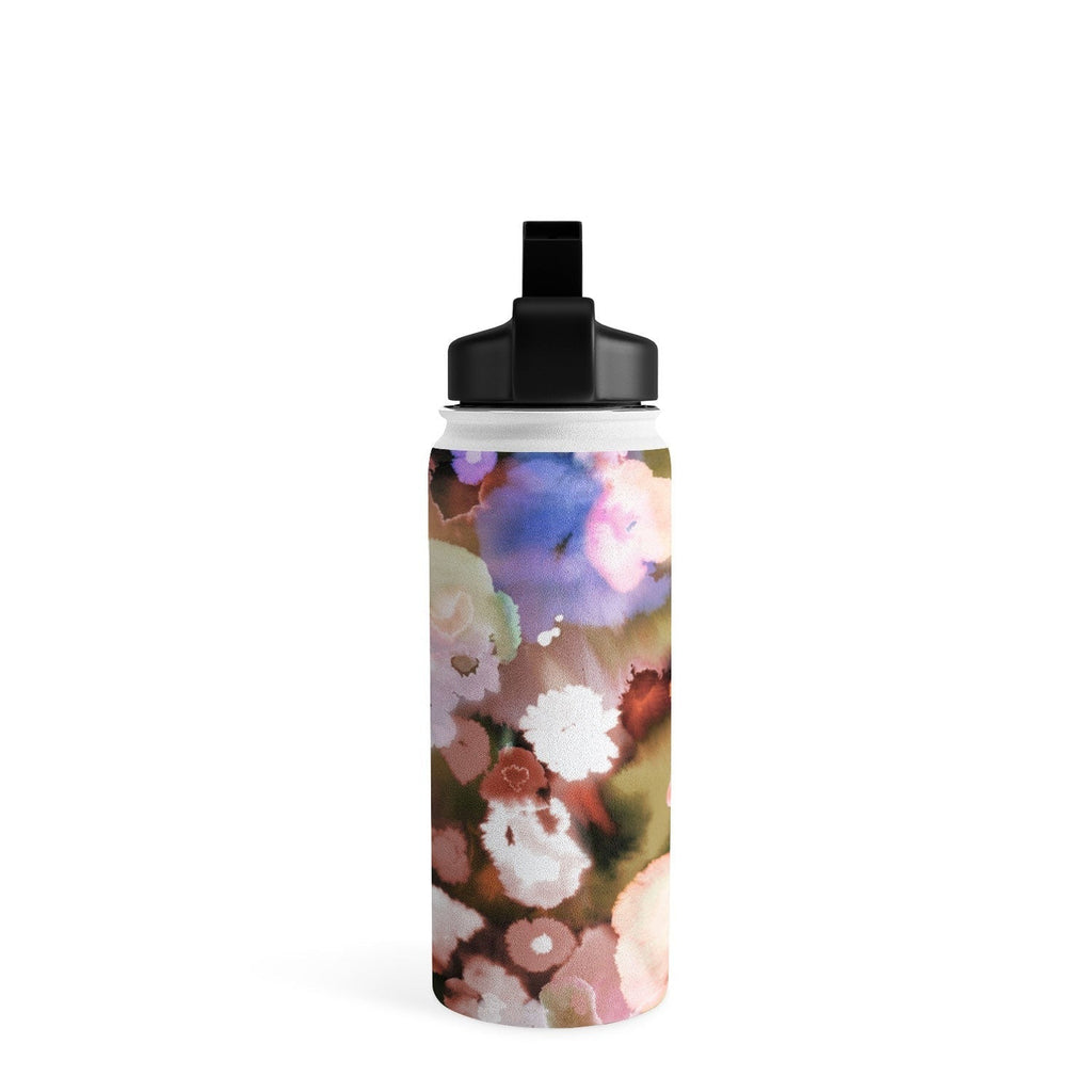 Ninola Design Botanic Retreat Ombre Abstract Watercolor Flowers Pink gold Water Bottle