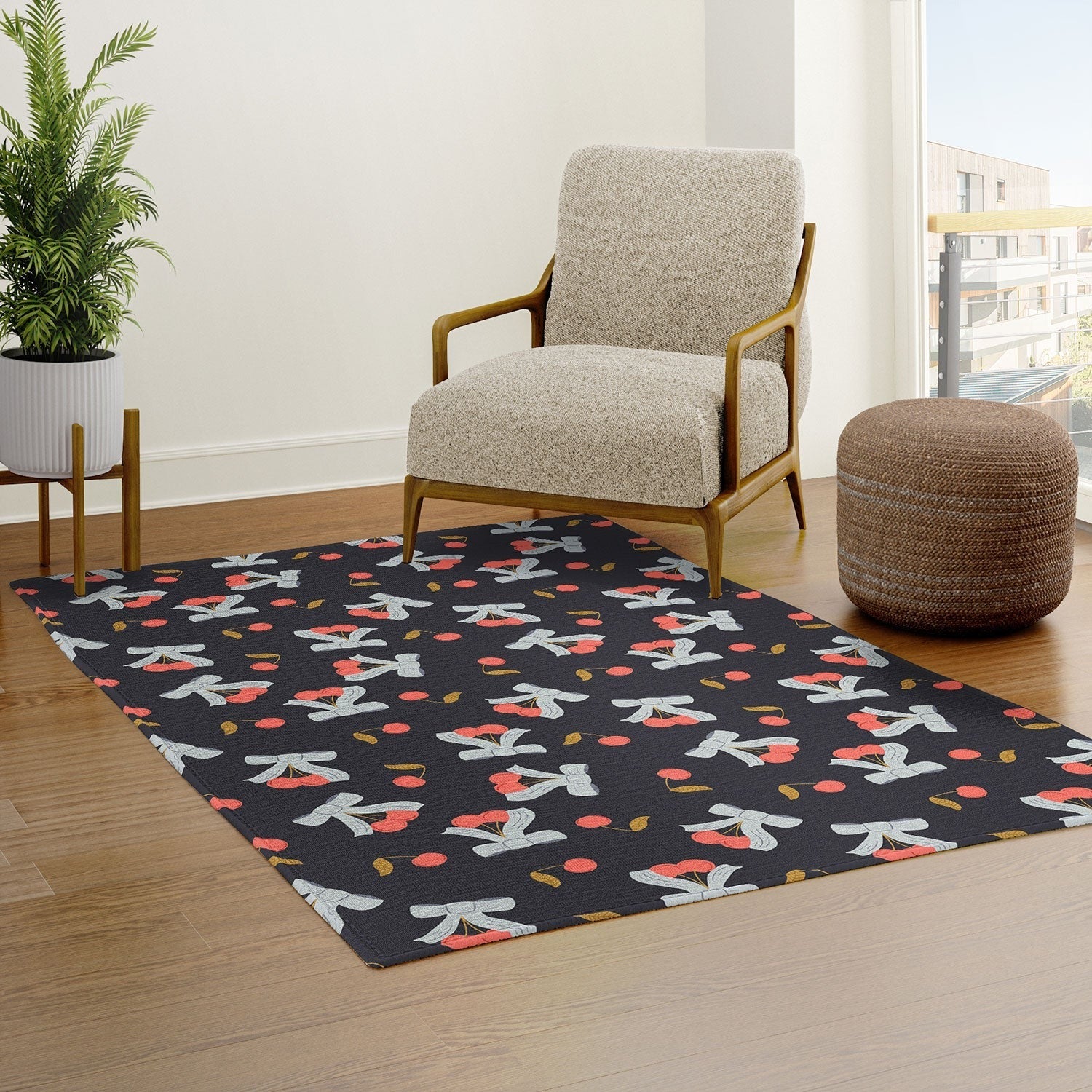Jennifer Labre Cherries and Bows Area Rug