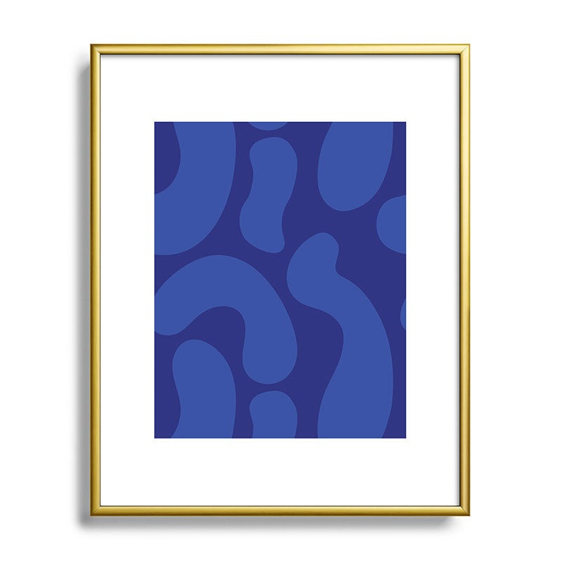 Camilla Foss Blue Pebble Metal Framed Art Print