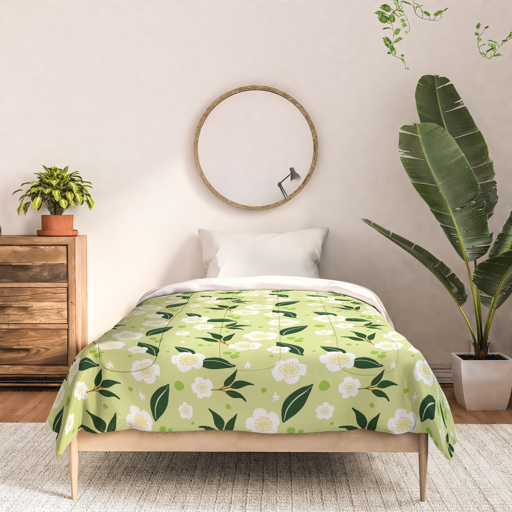 Design by Spark Matcha Tea Florals Comforter