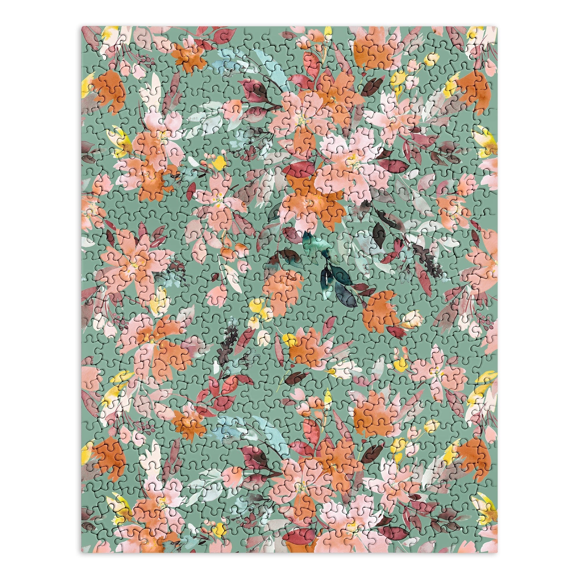 Ninola Design Botanic Retreat Floral Oleander Whimsical Teal Green Puzzle