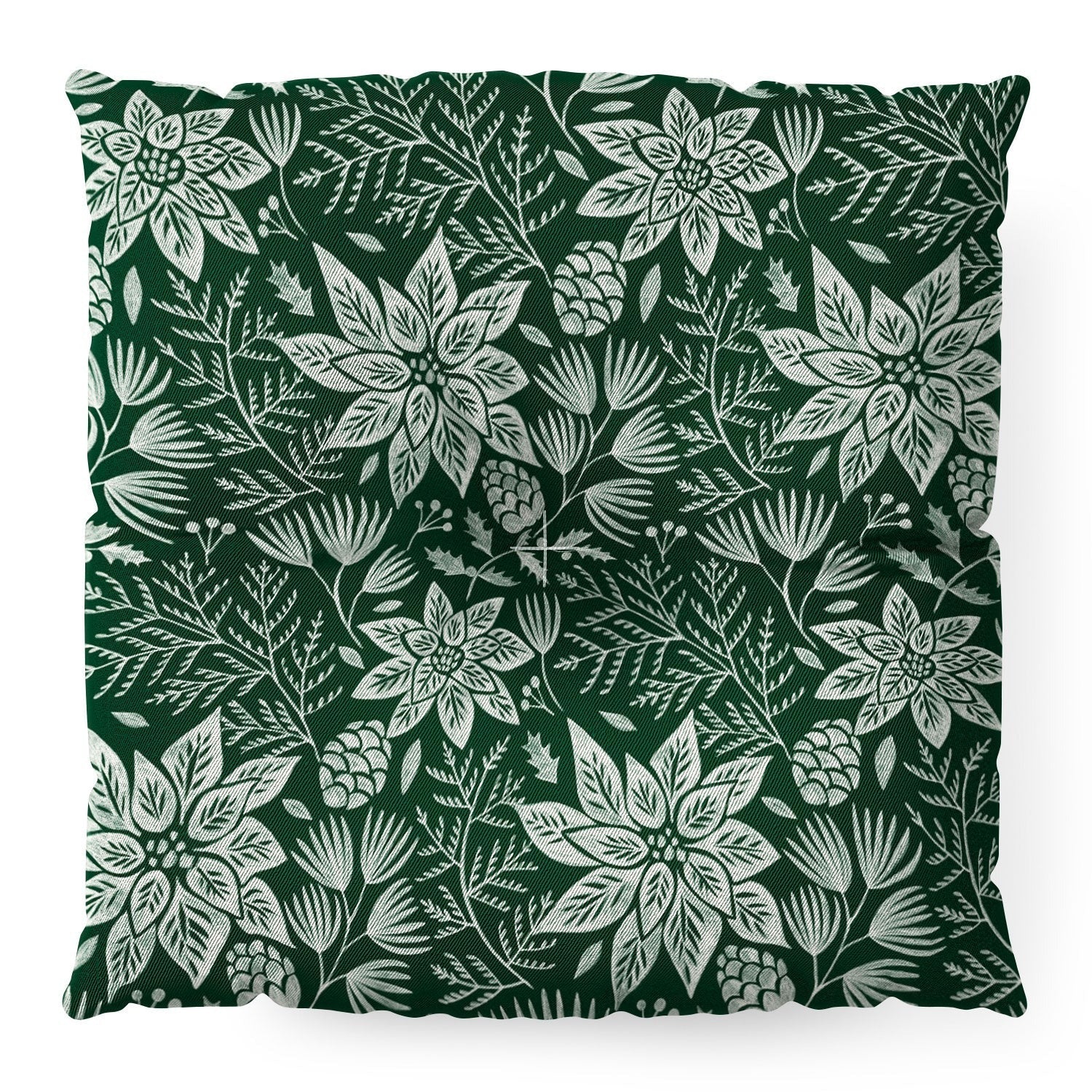 Pimlada Phuapradit Christmas Poinsettia Floor Pillow Square