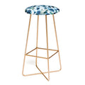 Ninola Design Botanic Retreat Ombre Abstract Watercolor Flowers Blue Navy Bar Stool