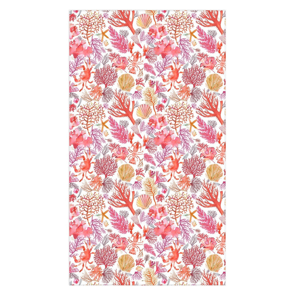 Ninola Design Botanic Retreat Coral Reef Crab Lobster Red Tablecloth
