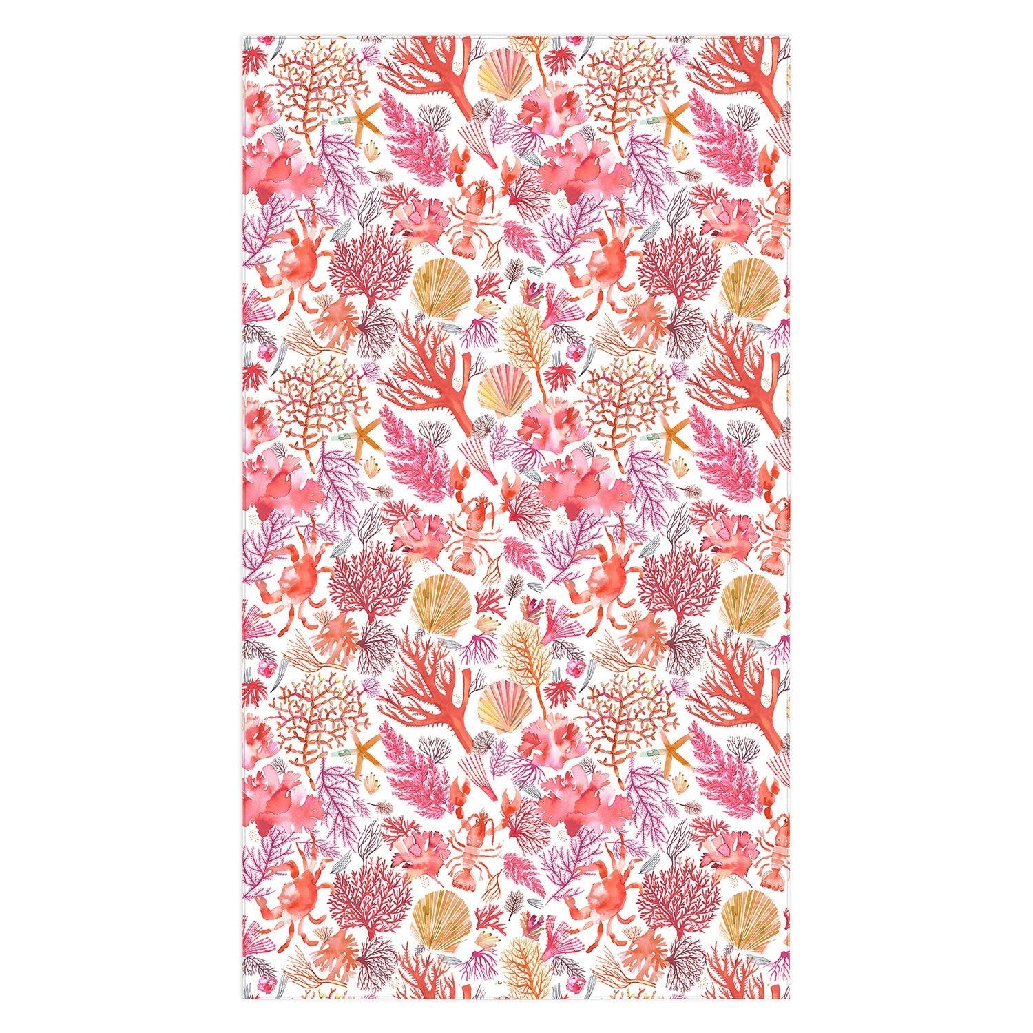 Ninola Design Botanic Retreat Coral Reef Crab Lobster Red Tablecloth