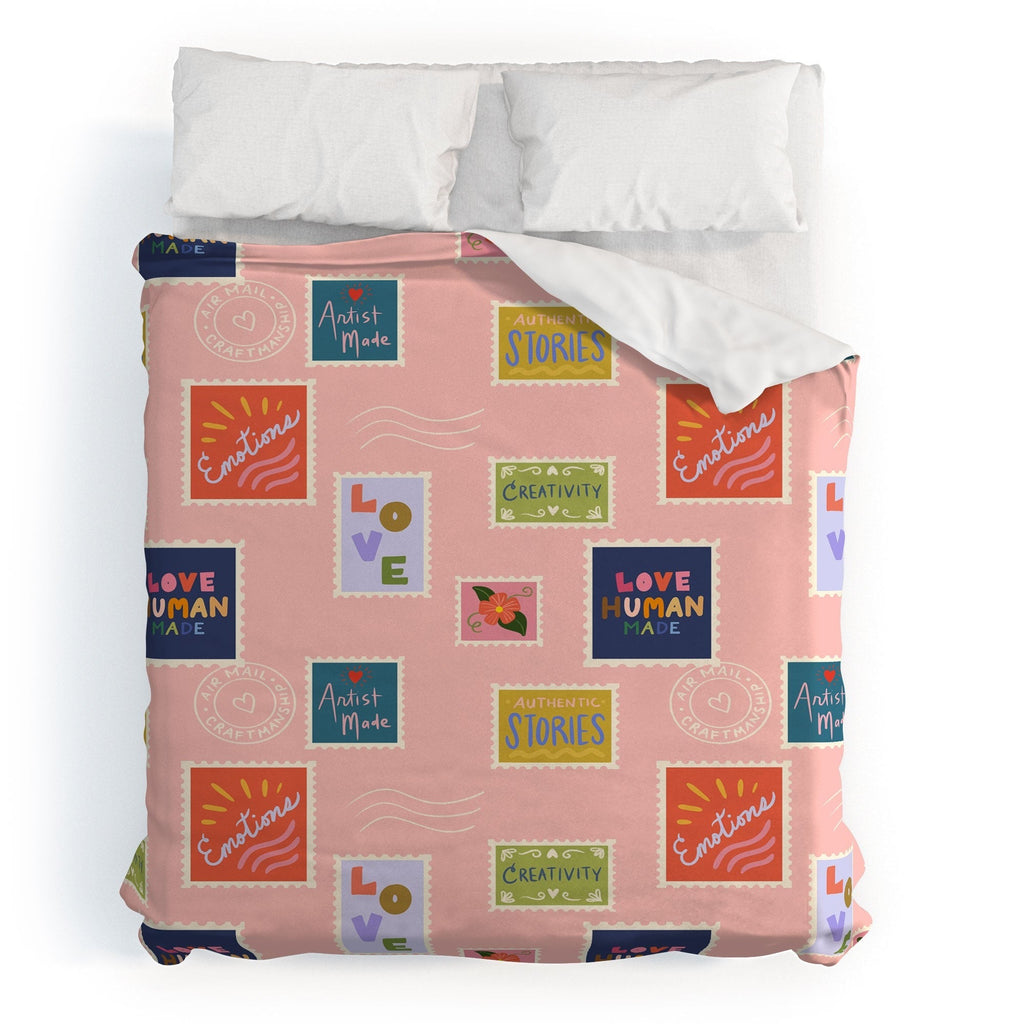 Design by Spark Love Human Made Stamps Duvet Cover