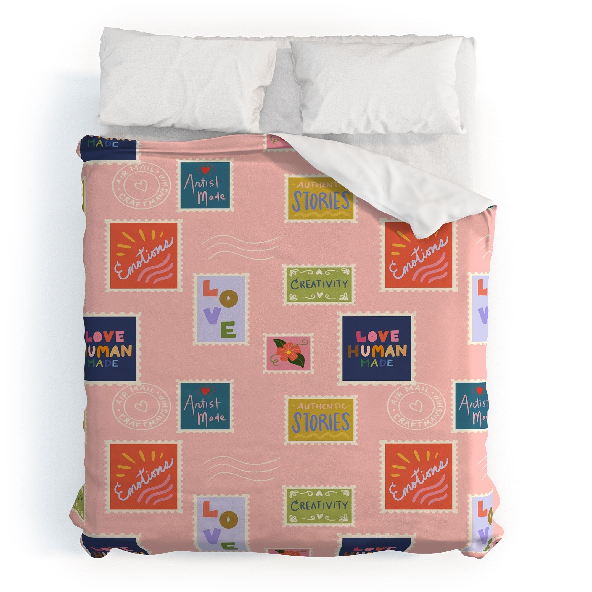 Design by Spark Love Human Made Stamps Duvet Cover