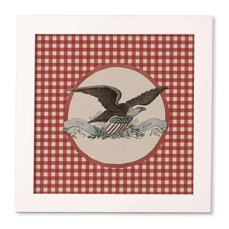 DENY Designs Gingham Eagle Framed Wall Art