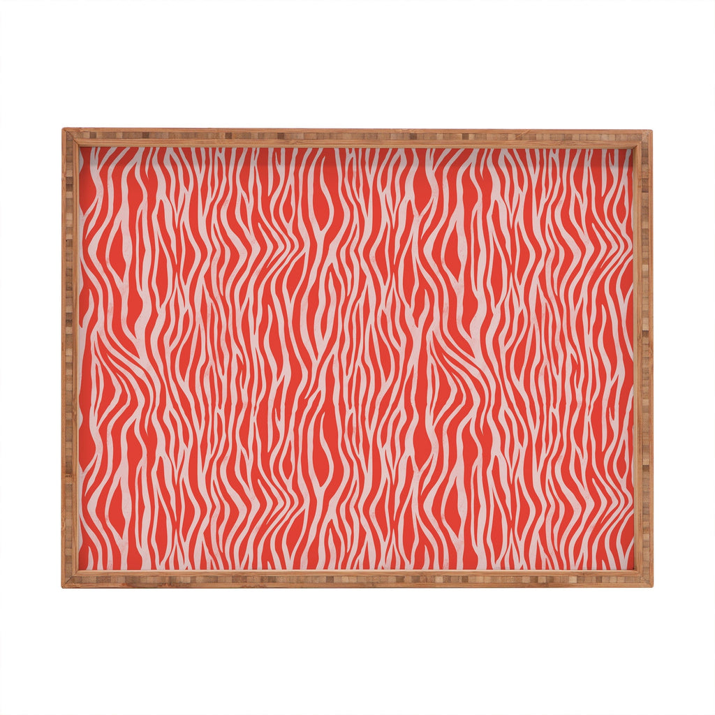 Avenie BR Red Zebra Stripe Rectangular Tray