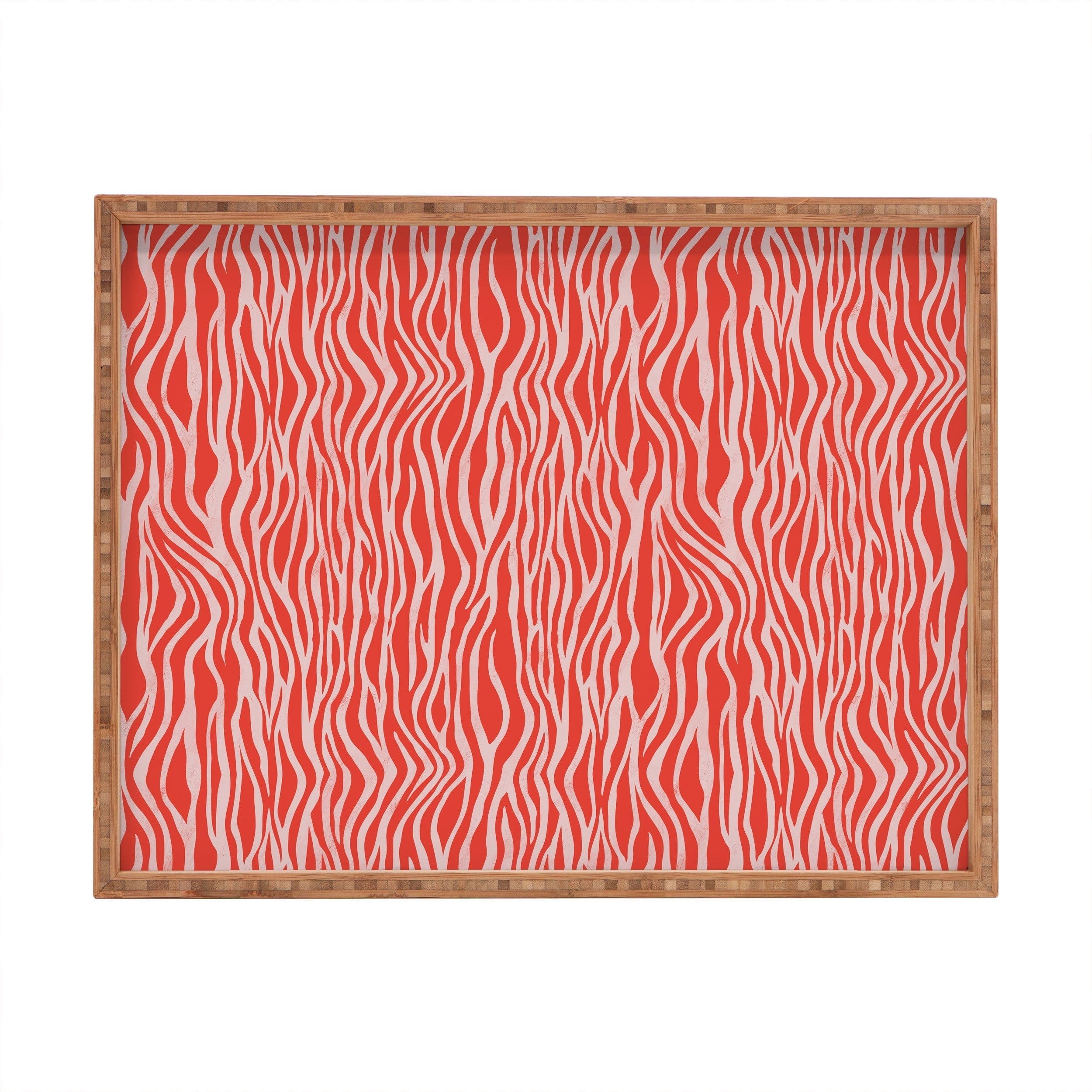 Avenie BR Red Zebra Stripe Rectangular Tray