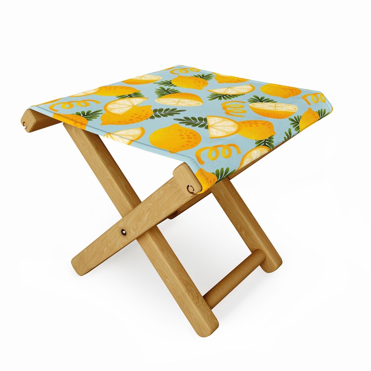 Jessica Molina Lemon Pattern on Sky Blue Folding Stool