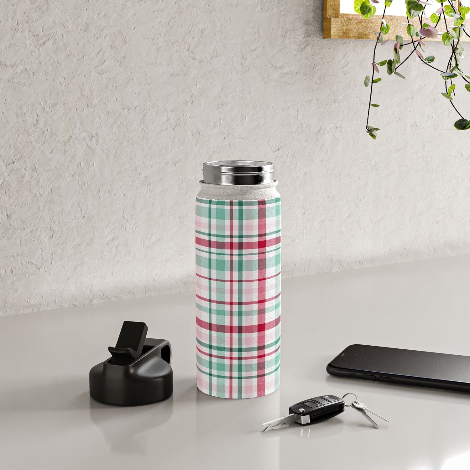 Lisa Argyropoulos Merry Vintage Plaid Water Bottle