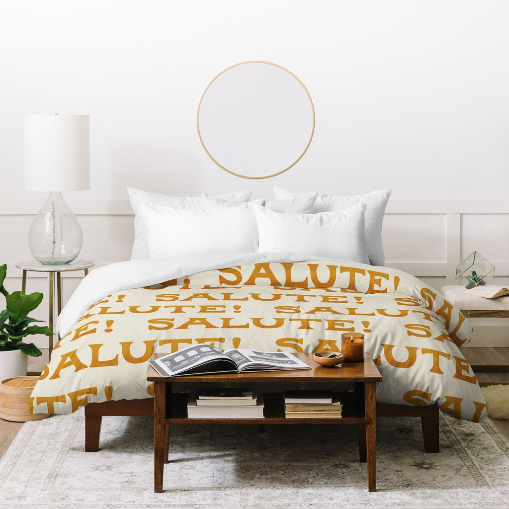 Jessica Molina Salute Gold Pattern on Cream Duvet Cover
