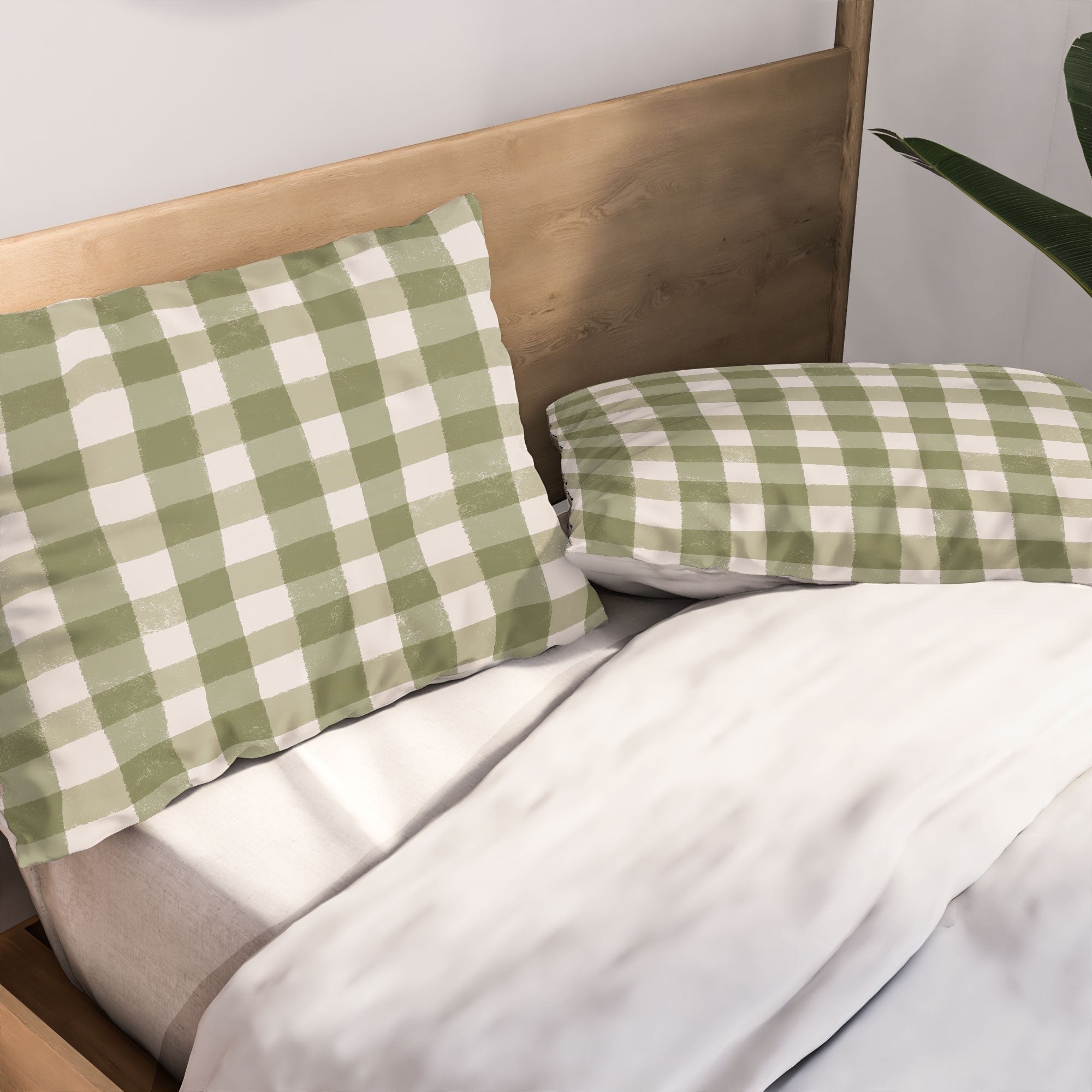 Menina Lisboa Rustic Green Plaid Pillow Shams
