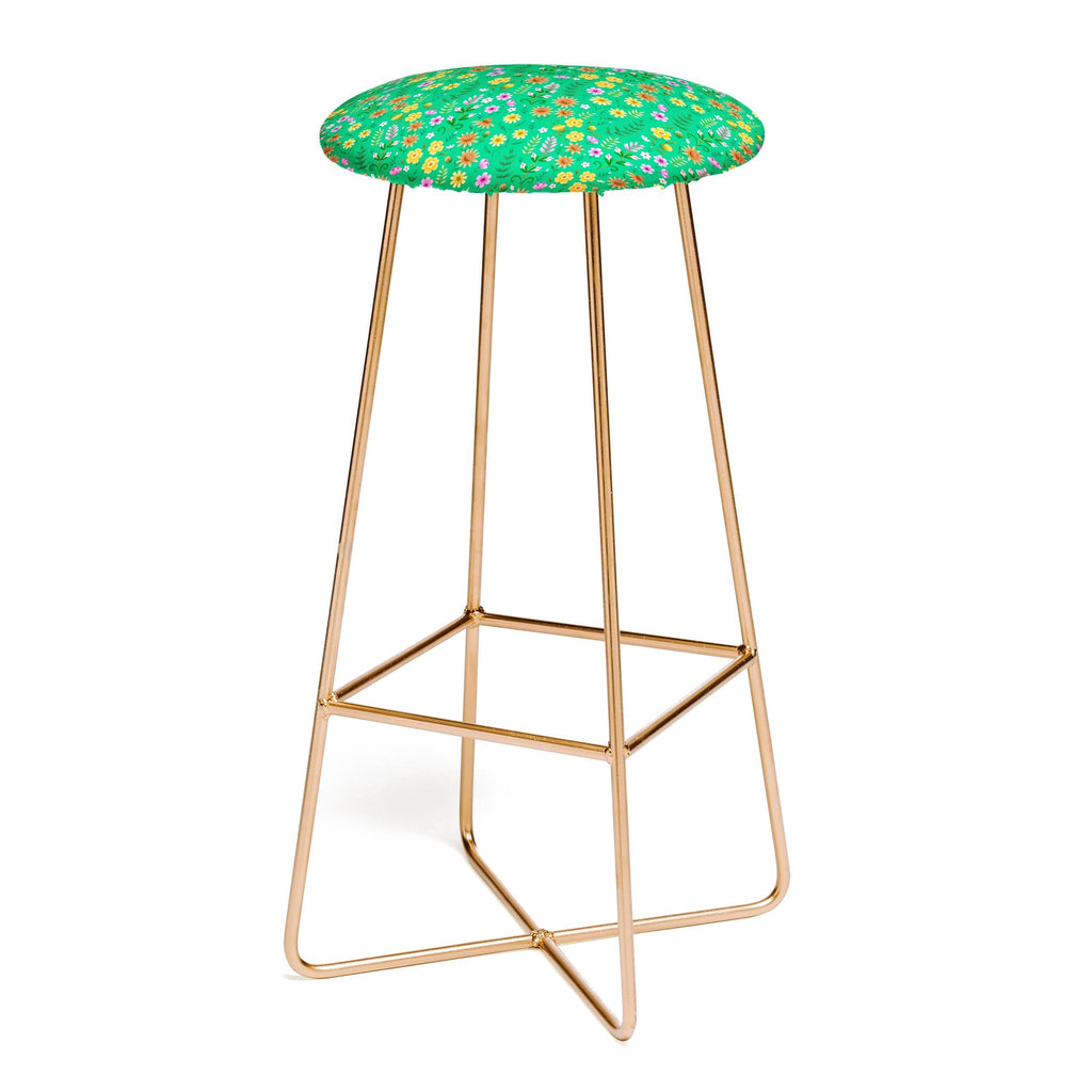 Pimlada Phuapradit Ditsy Spring Floral Green Bar Stool