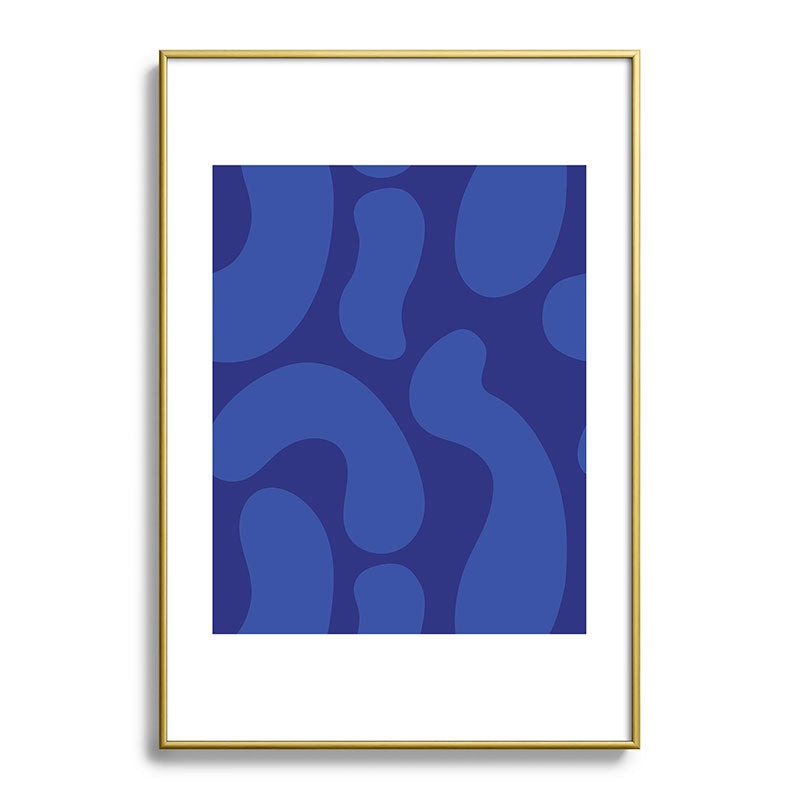 Camilla Foss Blue Pebble Metal Framed Art Print