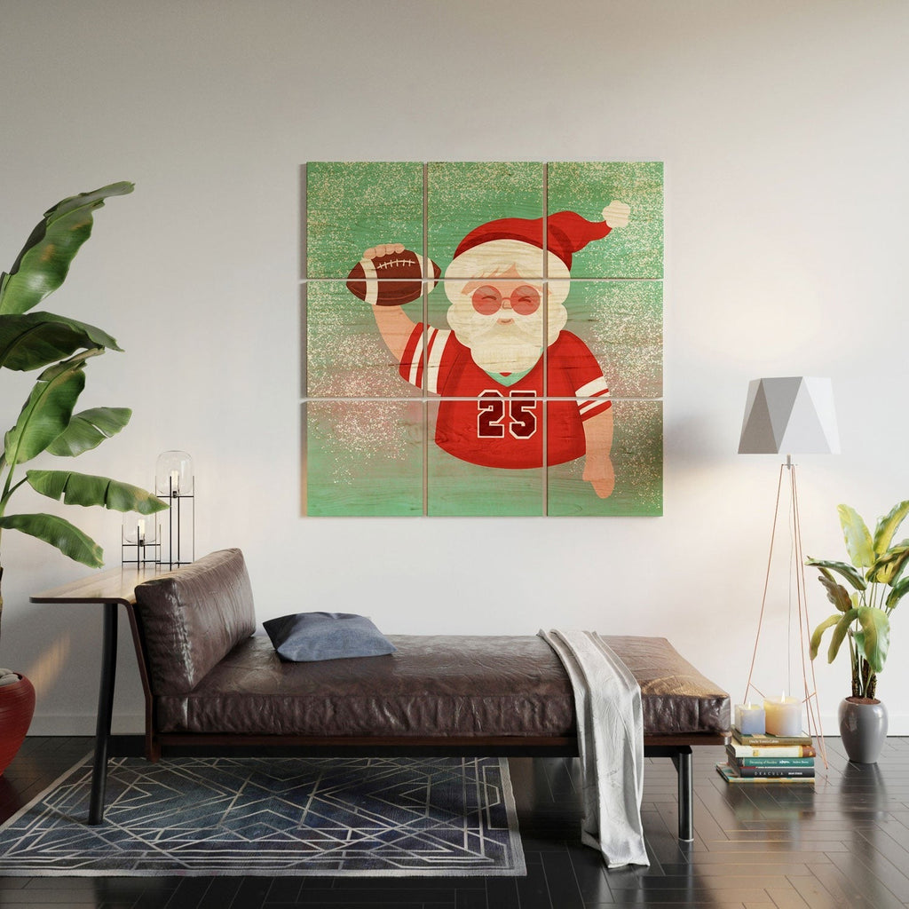 Design by Spark Sporty Football Santa Wood Wall Mural