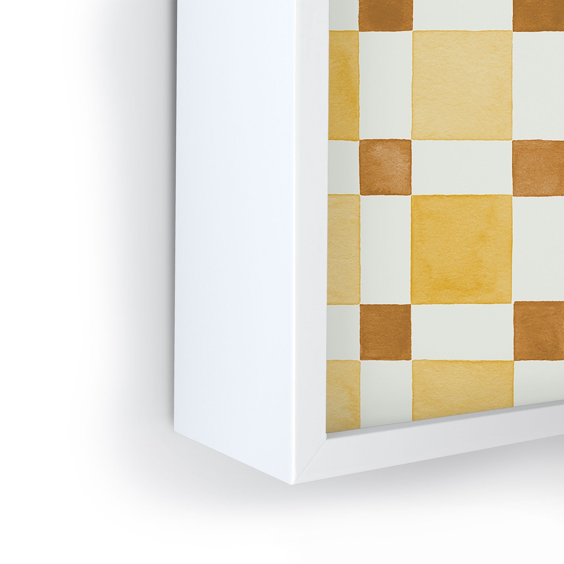 Ninola Design Everyday Artifact Checker Mosaic Tiles Geometry Yellow Framed Mini Art Print