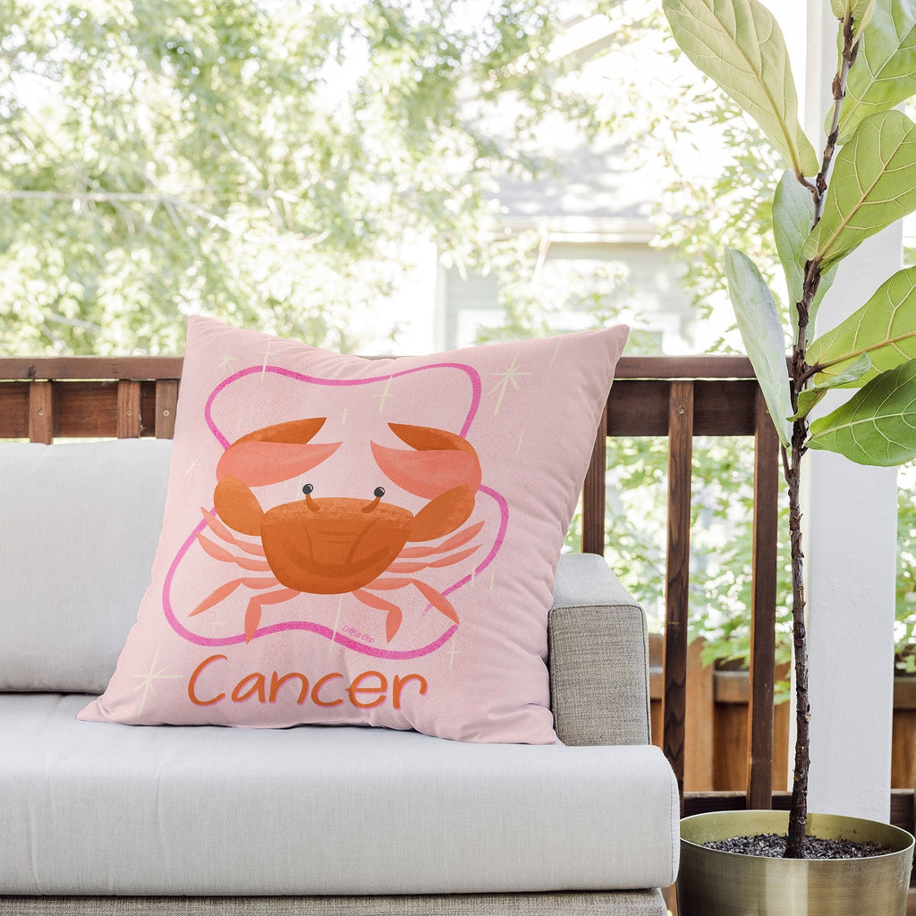 Little Om Zodiac Signs Cancer Outdoor Throw Pillow