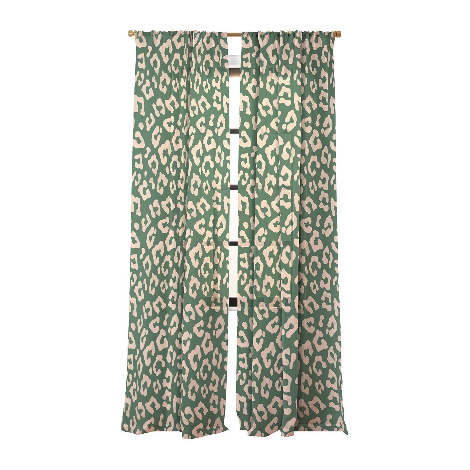 Avenie BR Cheetah Print In Green Sheer Window Curtain