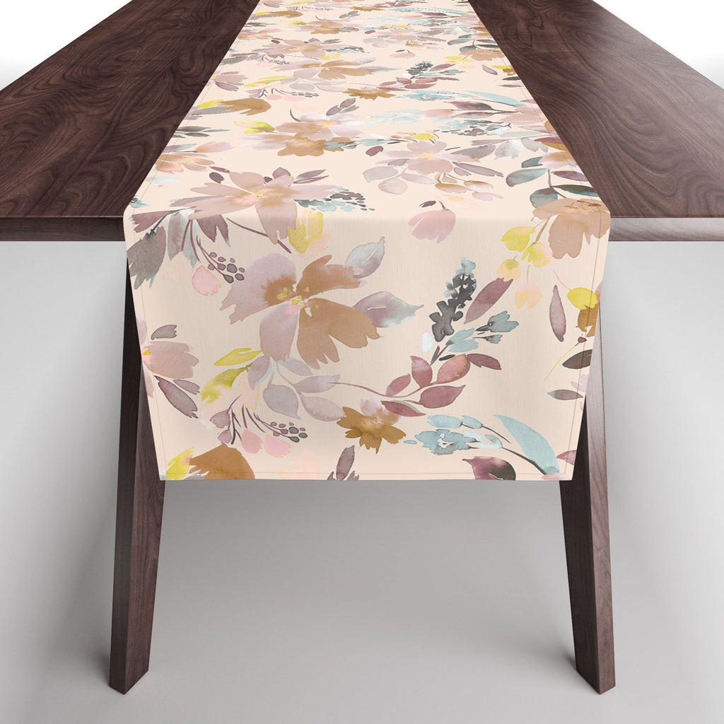 Ninola Design Botanic Retreat Floral Oleander Whimsical Soft Pink Table Runner