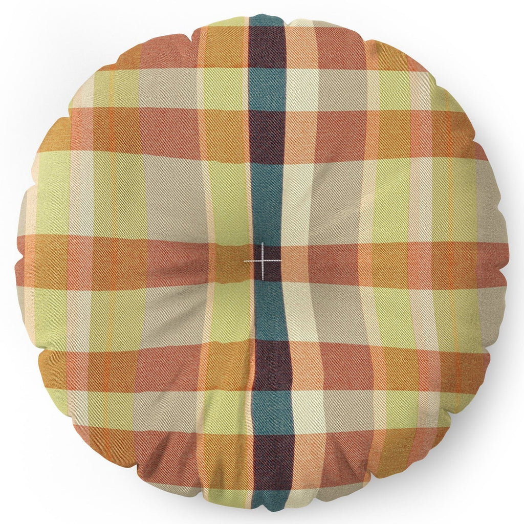 Marta Barragan Camarasa Retro Picnic Plaid Warm Tones Floor Pillow Round