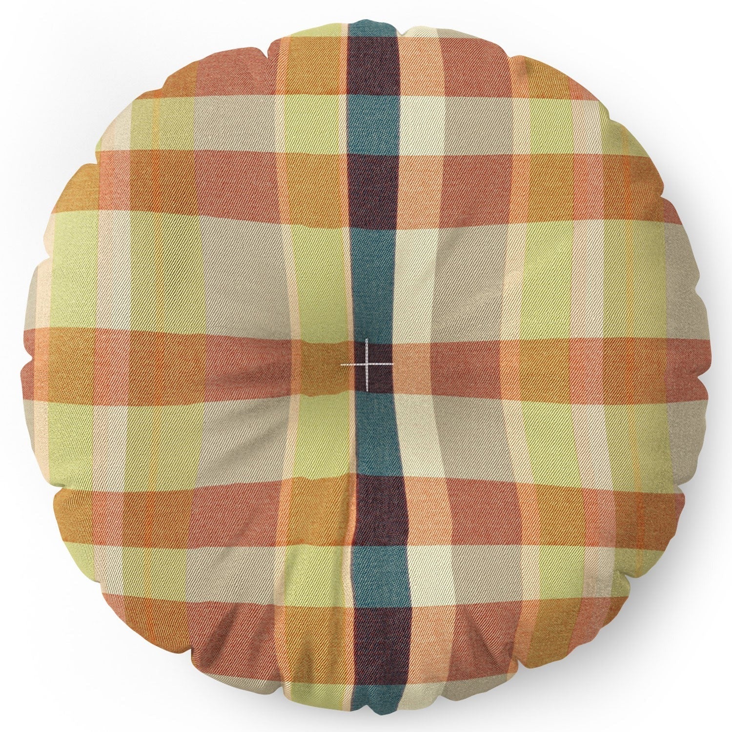 Marta Barragan Camarasa Retro Picnic Plaid Warm Tones Floor Pillow Round