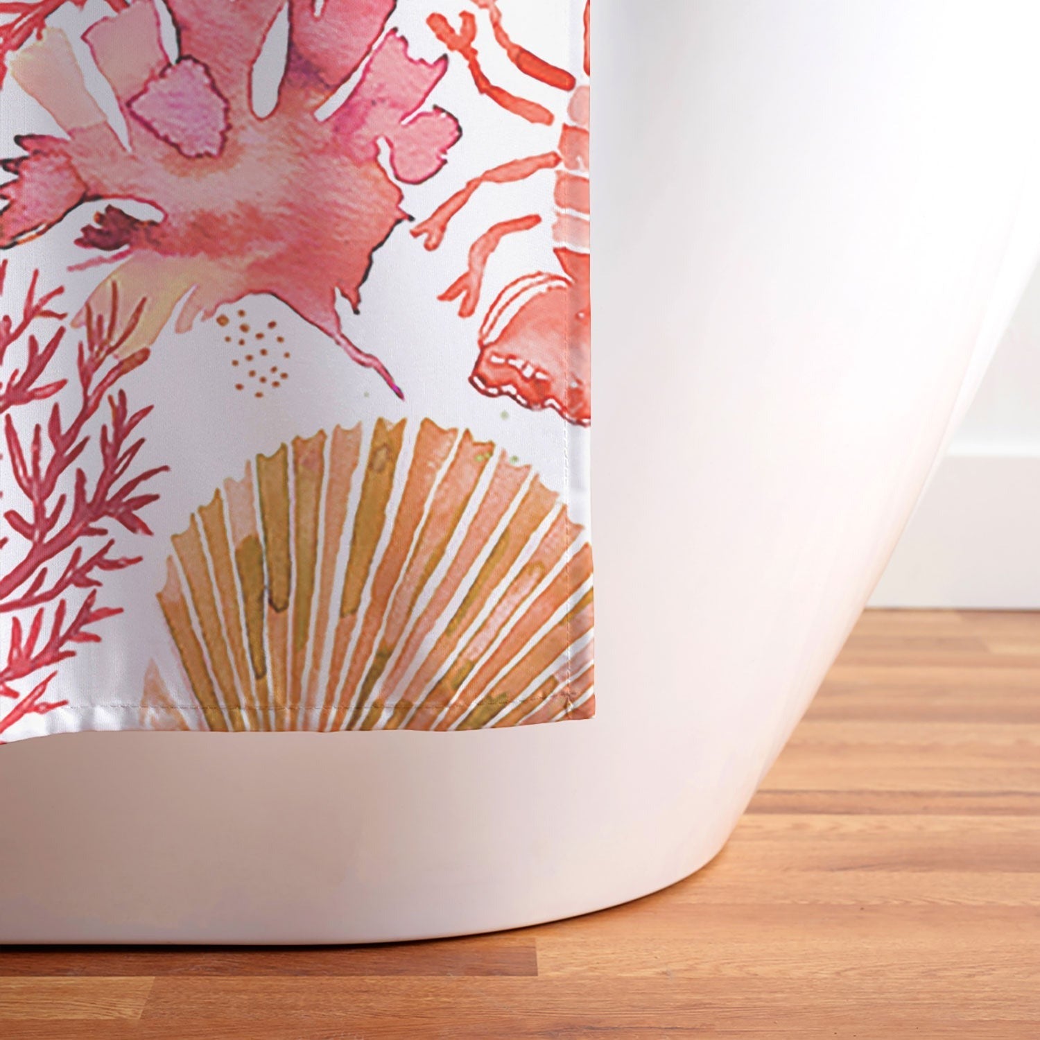 Ninola Design Botanic Retreat Coral Reef Crab Lobster Red Shower Curtain