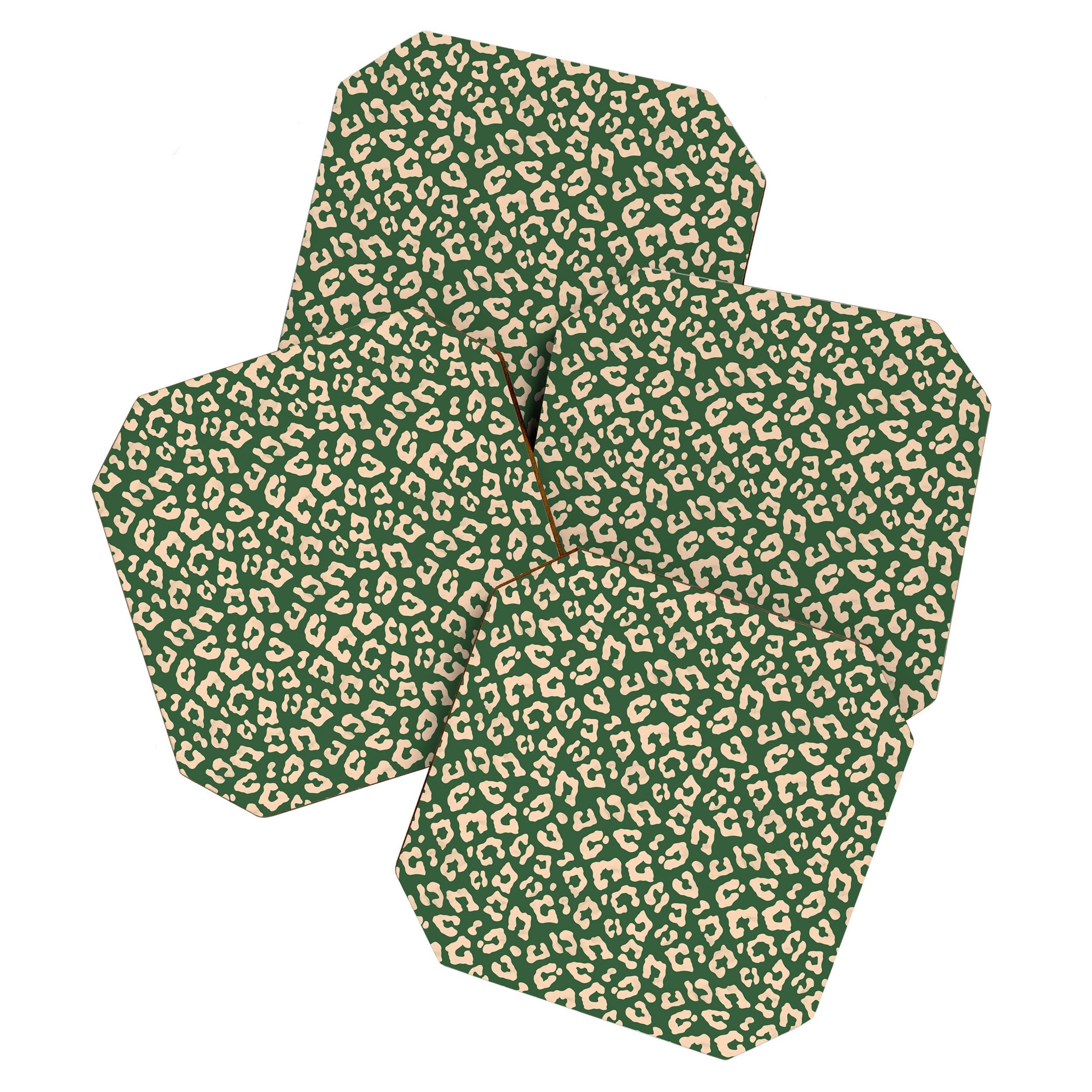 Avenie BR Cheetah Print In Green Coaster Set