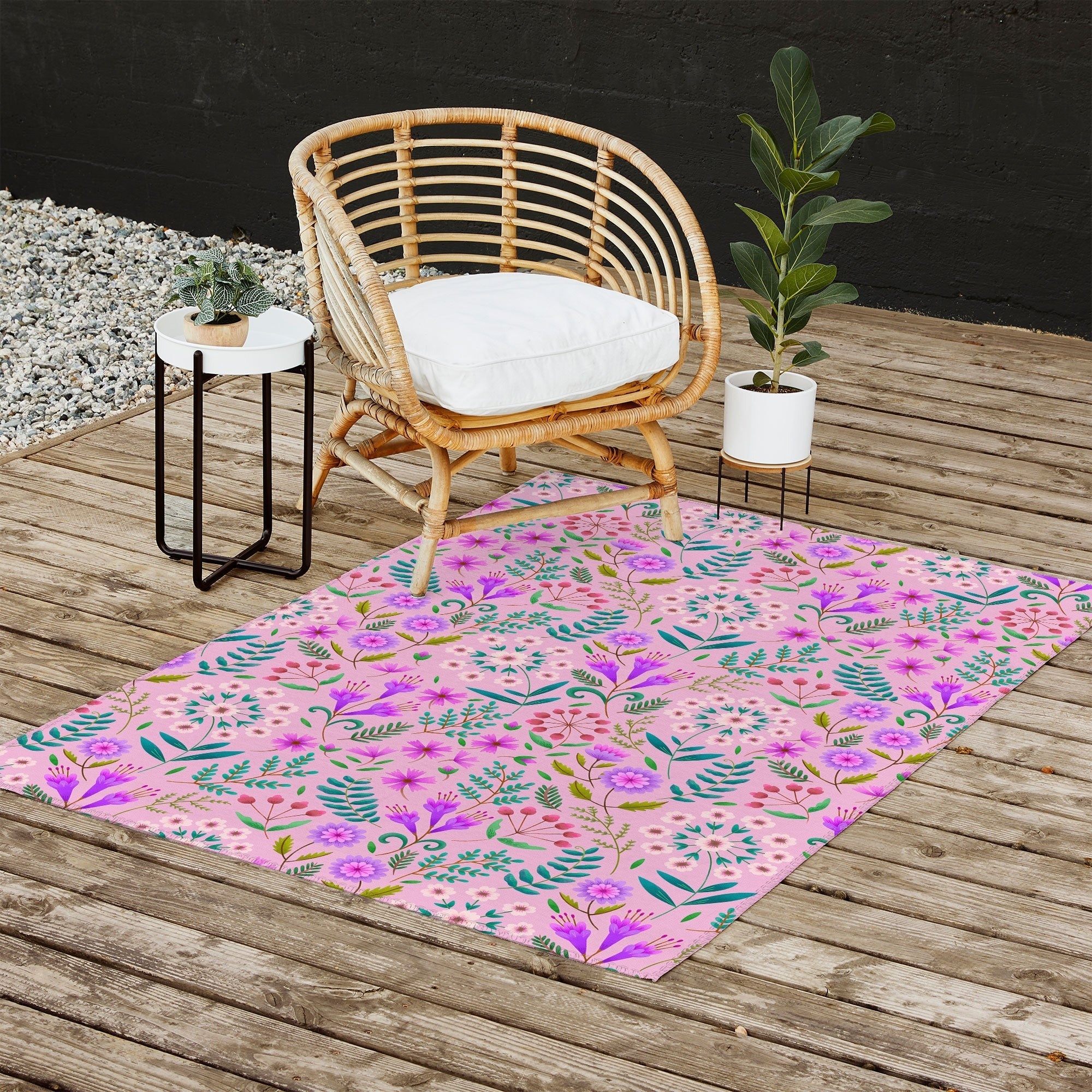 Pimlada Phuapradit Ditsy Purple Floral Half Drop Outdoor Rug