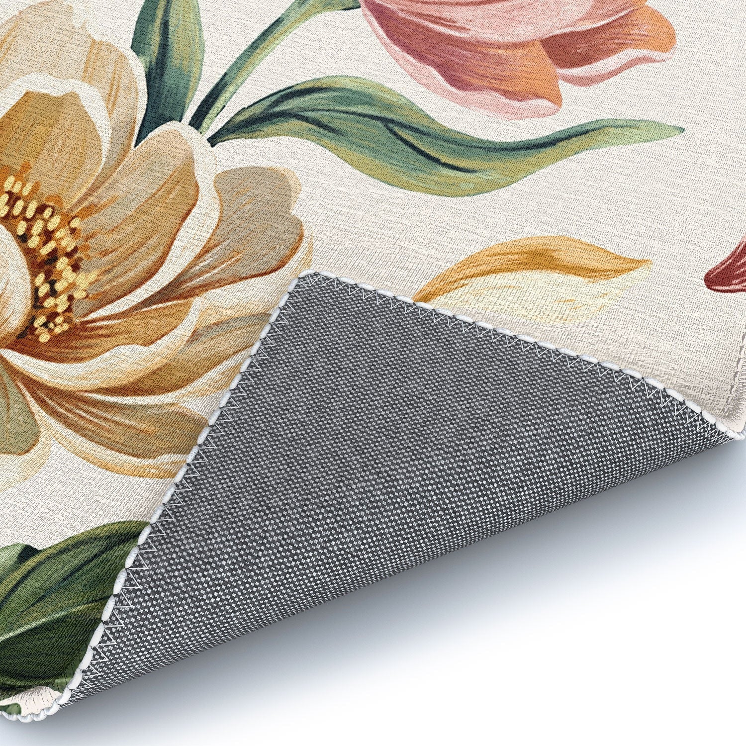Marta Barragan Camarasa Hand Painted Peony Florals Area Rug