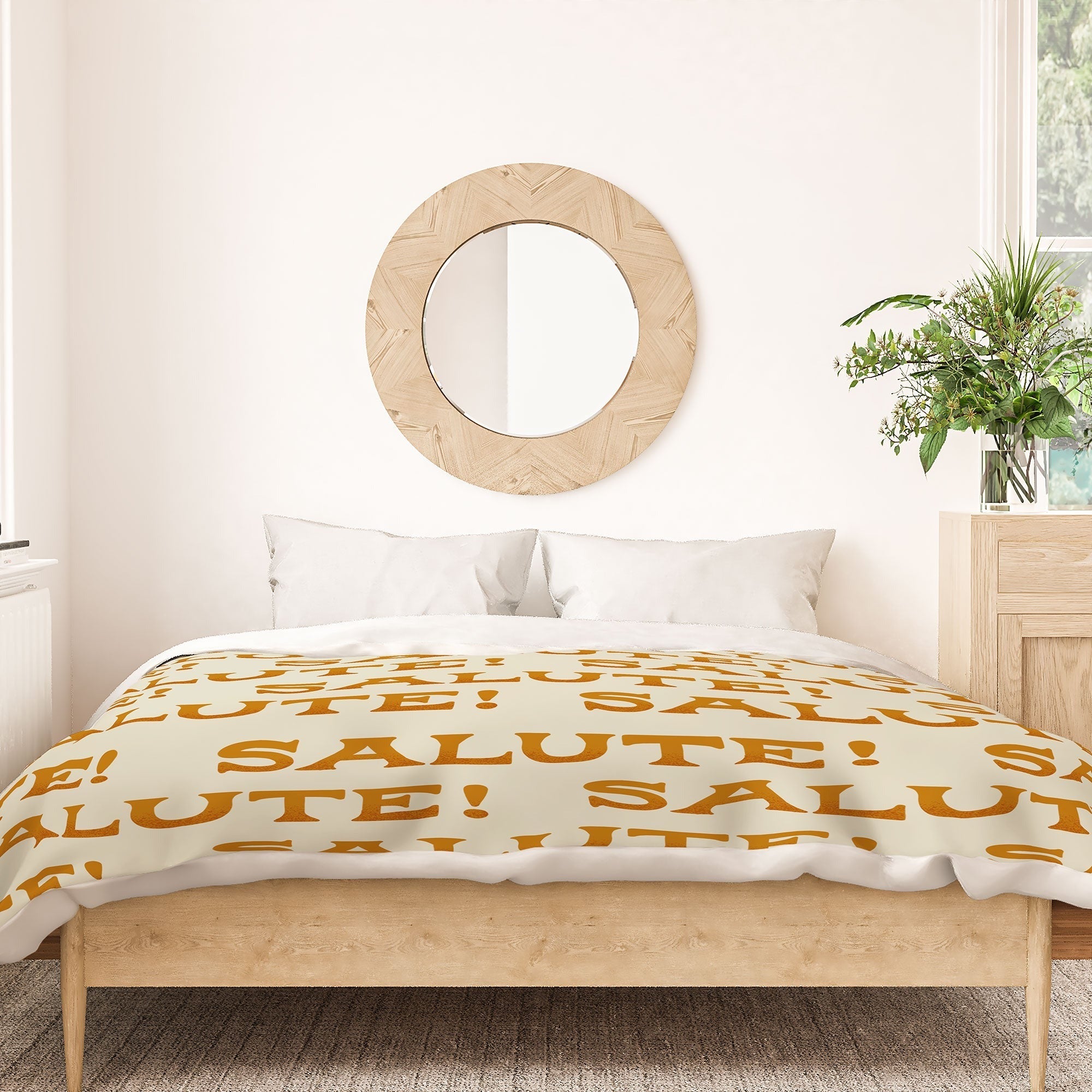 Jessica Molina Salute Gold Pattern on Cream Duvet Cover