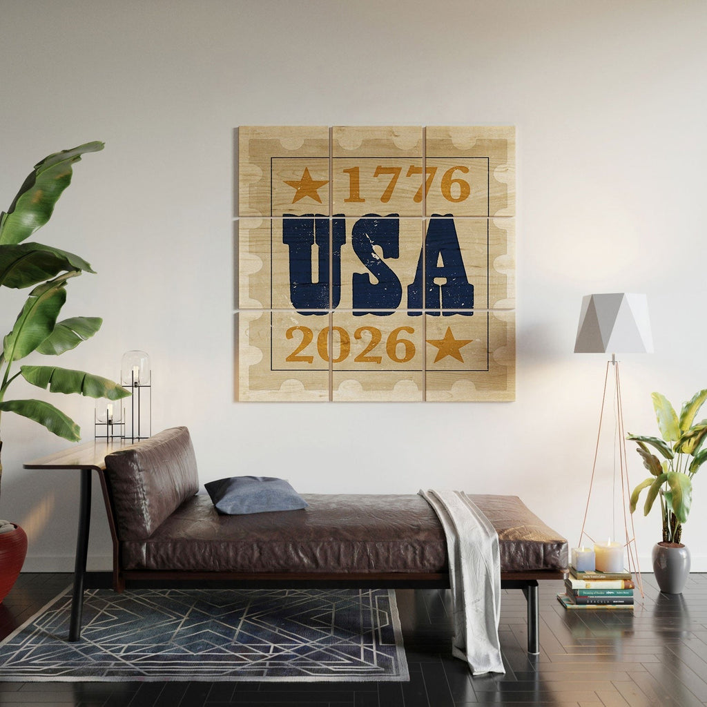 DENY Designs USA Stamp Wood Wall Mural